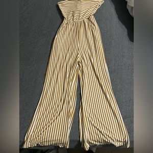 American Eagle Yellow and White Strapless Jumper